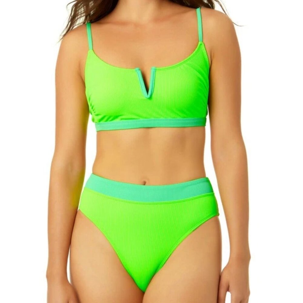 NWT Salt + Cove Juniors 2-Piece V-Wire Bralette Bikini Swimsuit Set, Green